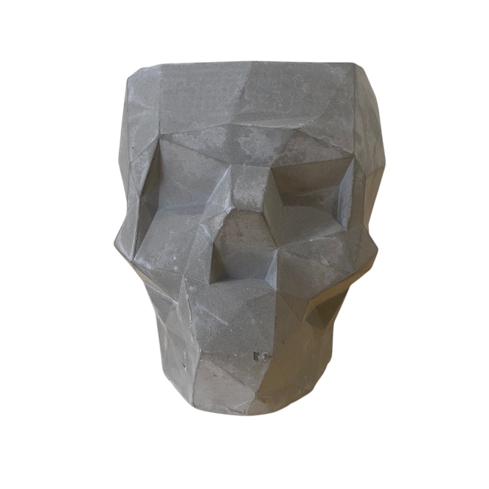 Geometric Gray cement Skull Vase Planter - 5” - indoor / outdoor - funky - decor